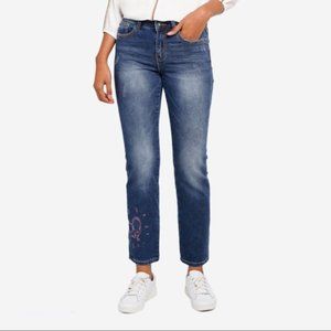 NWT Desigual Blugi Crop Embroidered Skinny Sanford Jeans 8